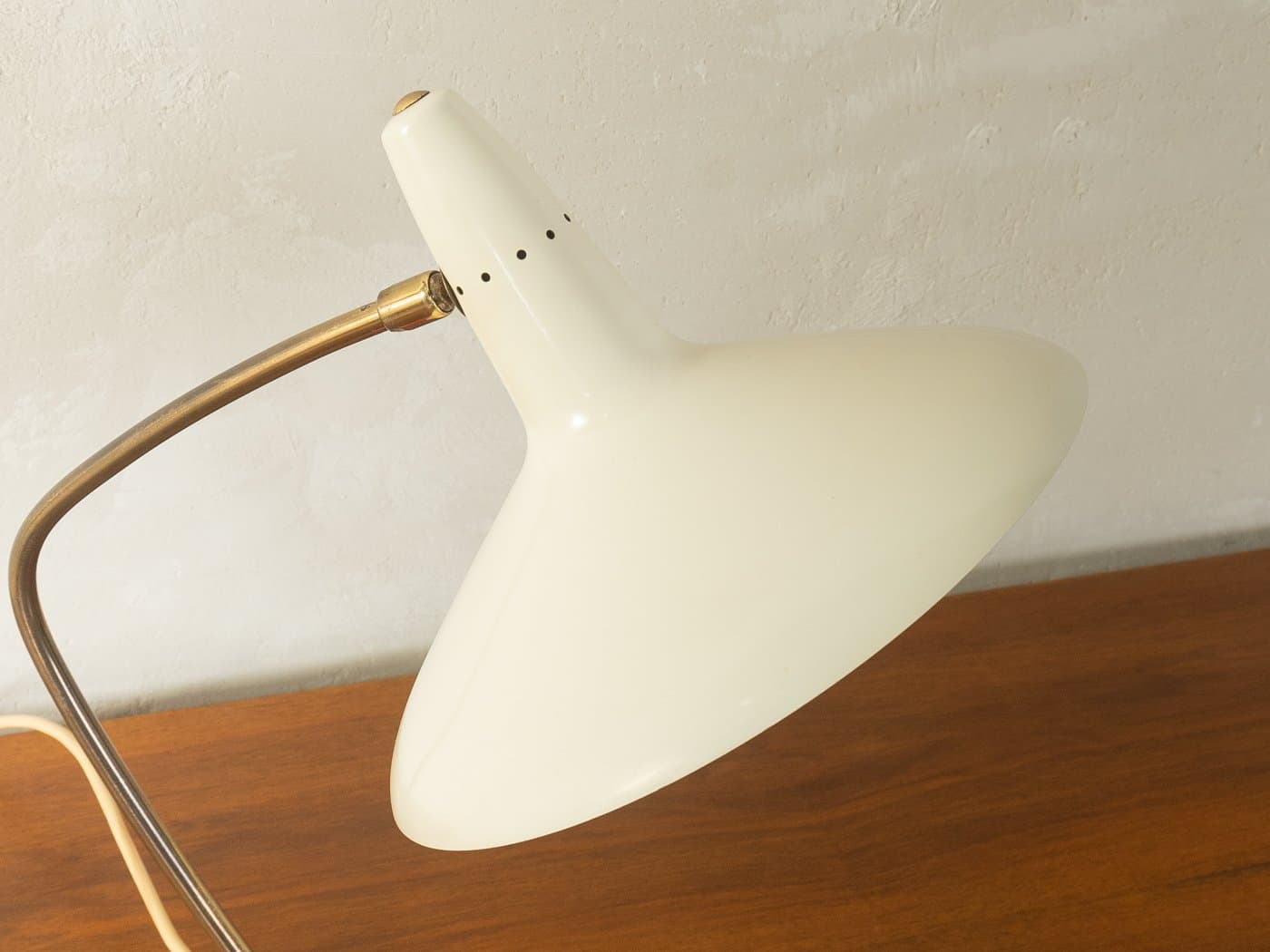 Table lamp, beige, red, brass, by L. Kalff, Germany, 1950s. - 281433