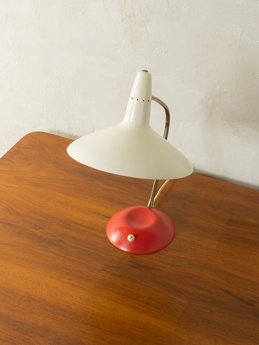 Table lamp, beige, red, brass, by L. Kalff, Germany, 1950s. - 281431