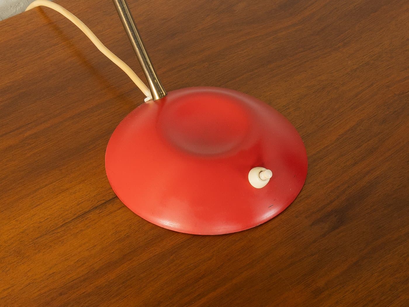 Table lamp, beige, red, brass, by L. Kalff, Germany, 1950s. - 281423