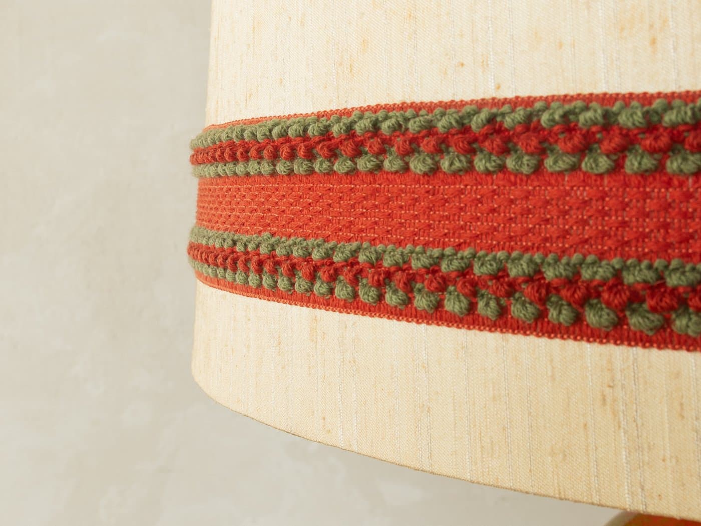 Floor Lamp Bubble, green red ceramic, beige silk, Doria Leuchten, Germany, 1960s. - 281399