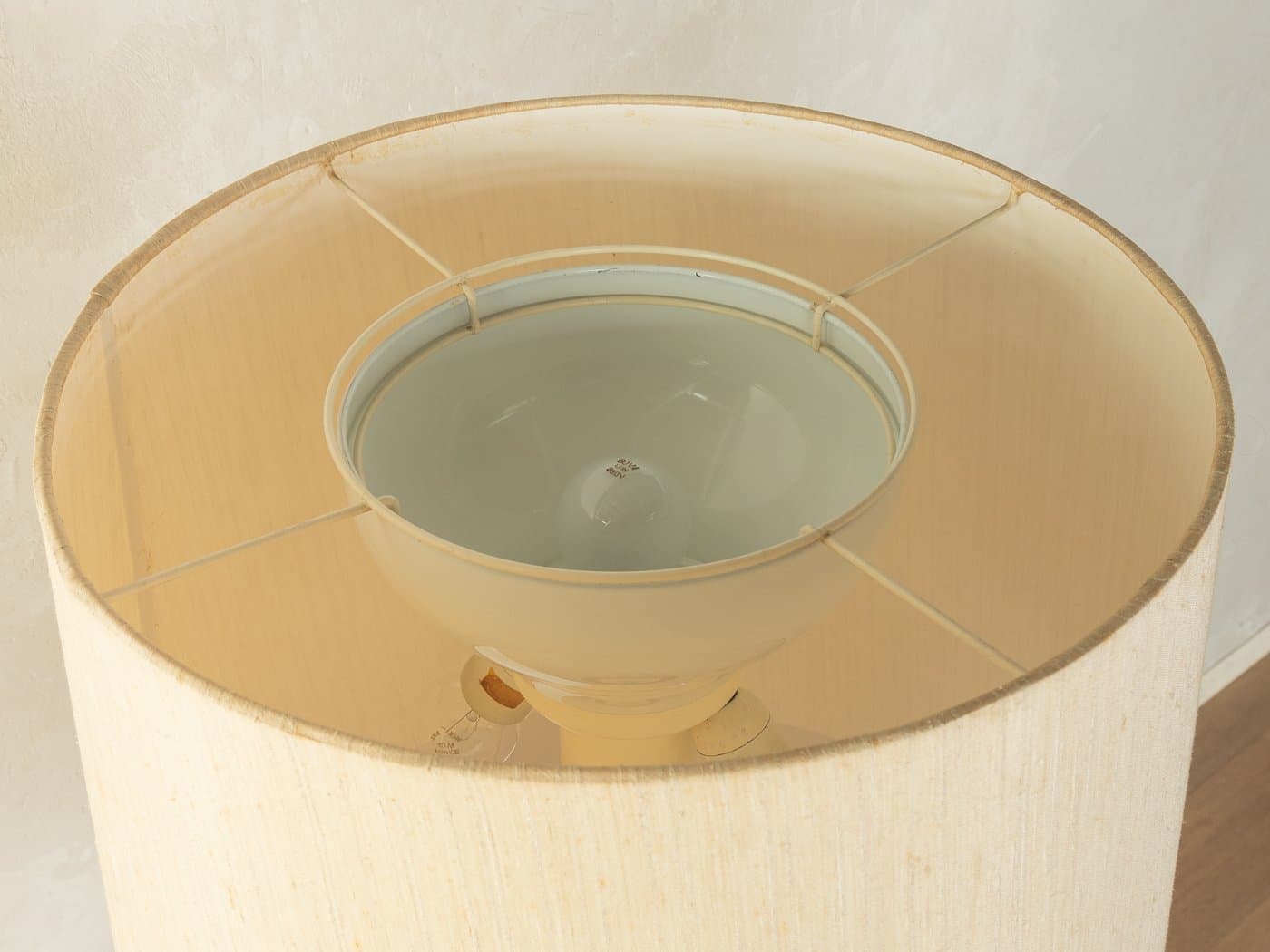 Floor Lamp Bubble, green red ceramic, beige silk, Doria Leuchten, Germany, 1960s. - 281403