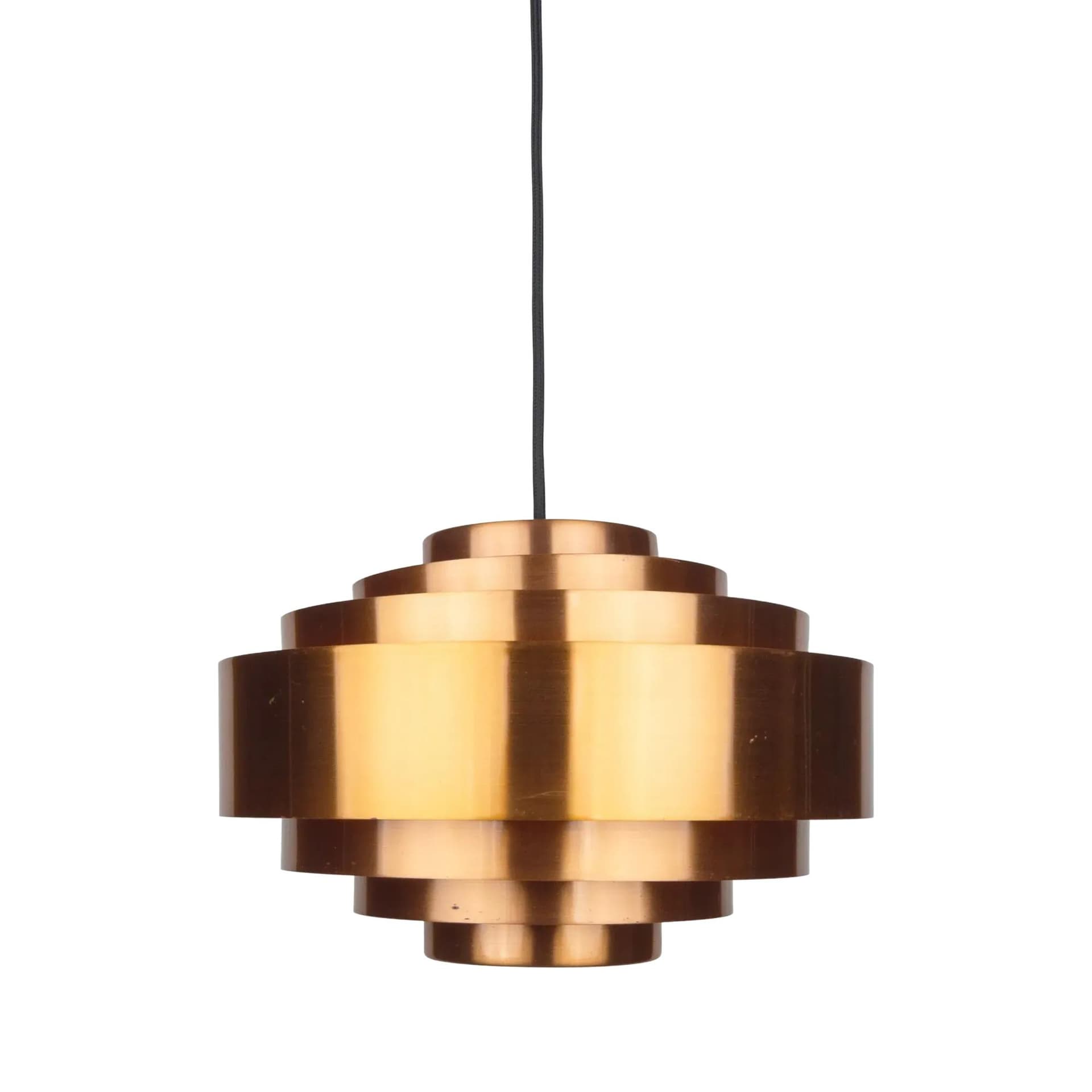 Miedziana lampa wisząca Ultra, proj. J. Hammerborg dla Fog og Morup, Dania, lata 60.