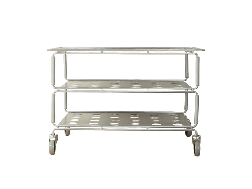 Wózek barowy Tunsta, metal srebrny, proj. N. Gammelgaard, Ikea, Szwecja, lata 90.