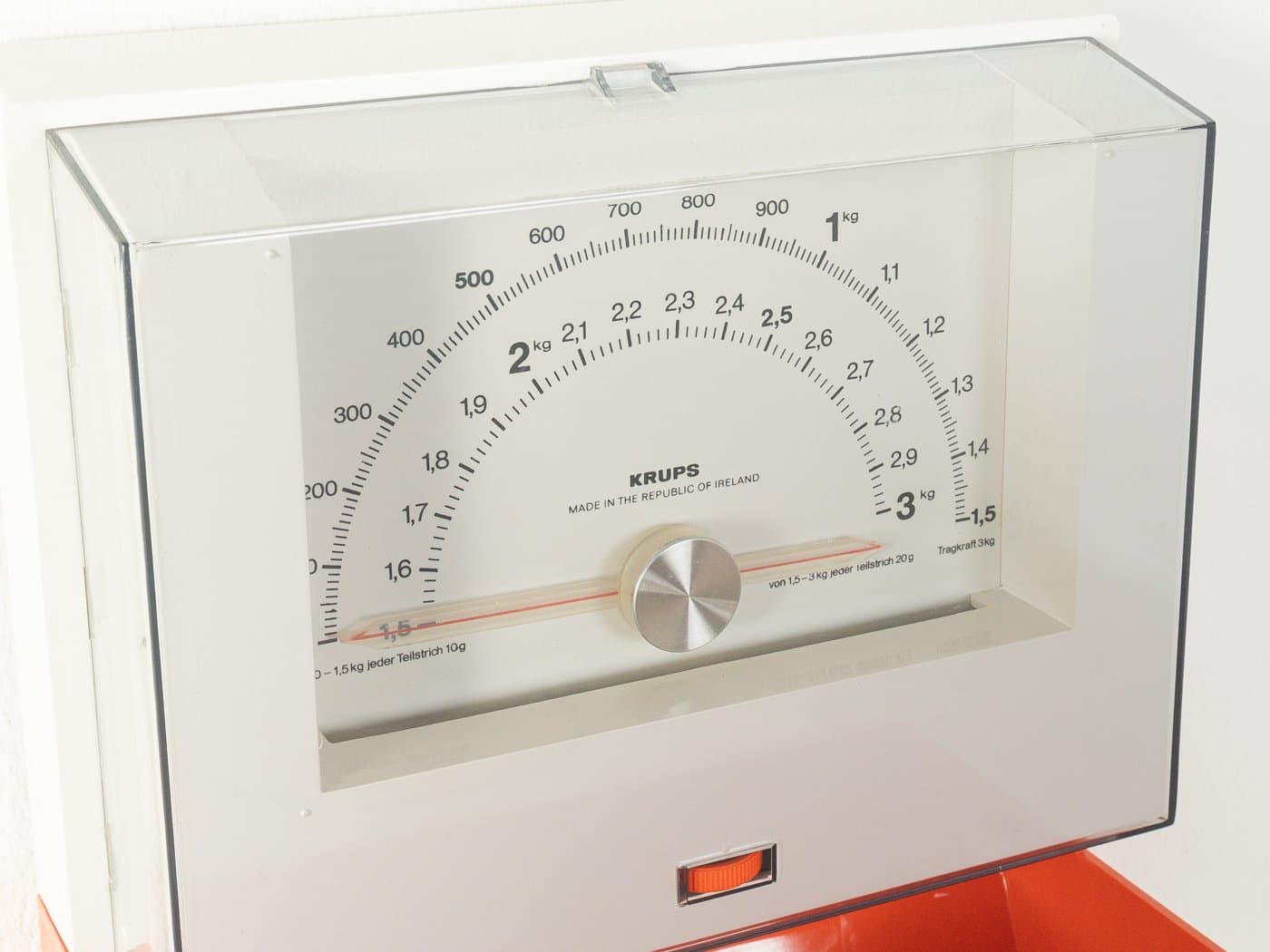 Waga kuchenna, pomarańczowy, plastik, Niemcy, lata 70. - 281304