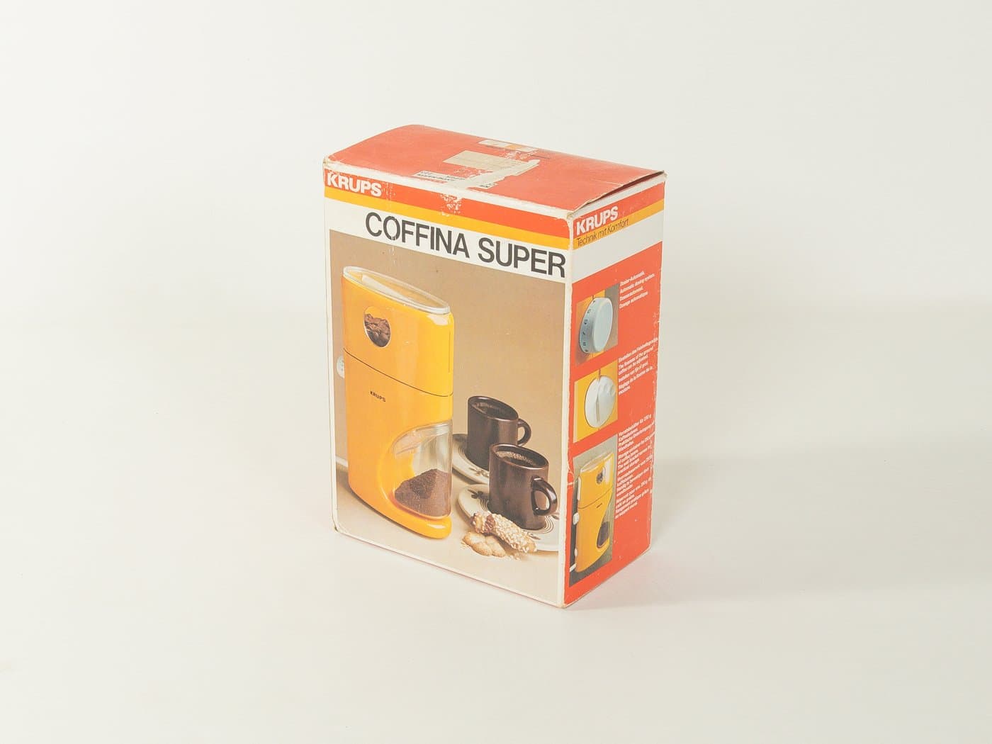Coffee grinder Coffina Super, orange plastic, Krups, Germany, 1970s. - 281285