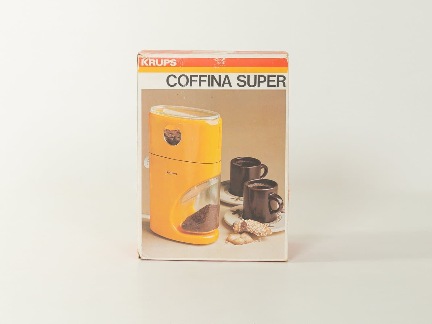 Coffee grinder Coffina Super, orange plastic, Krups, Germany, 1970s. - 281284