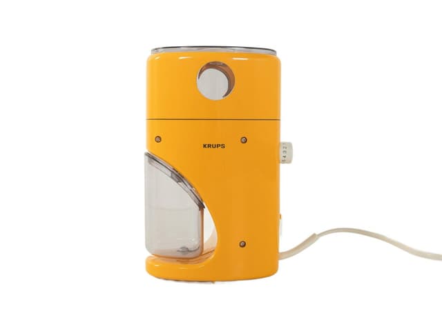 Coffee grinder Coffina Super, orange plastic, Krups, Germany, 1970s. - DIMENSION