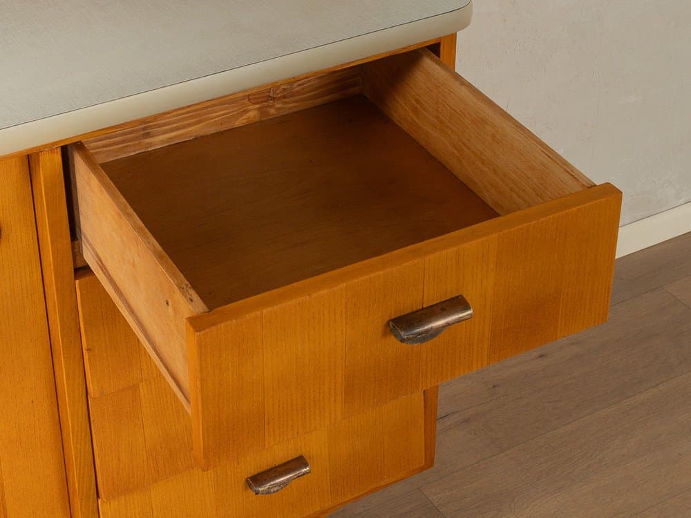 Kredens kuchenny, jesion brązowy, szkło, Niemcy, lata 50. - 281272