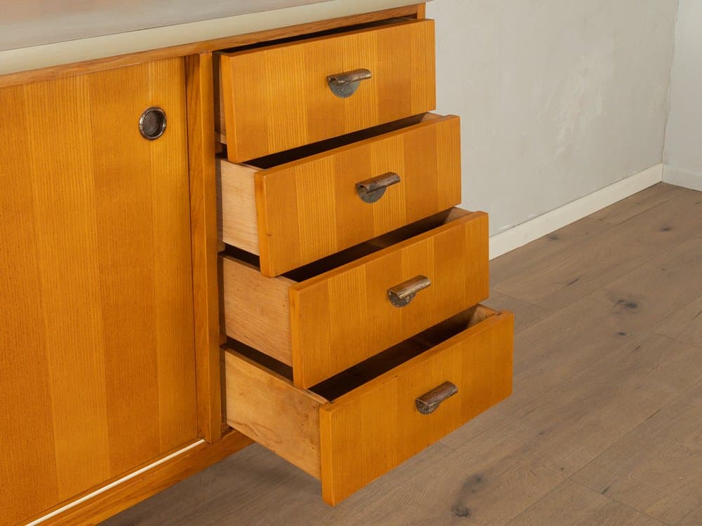 Kredens kuchenny, jesion brązowy, szkło, Niemcy, lata 50. - 281271