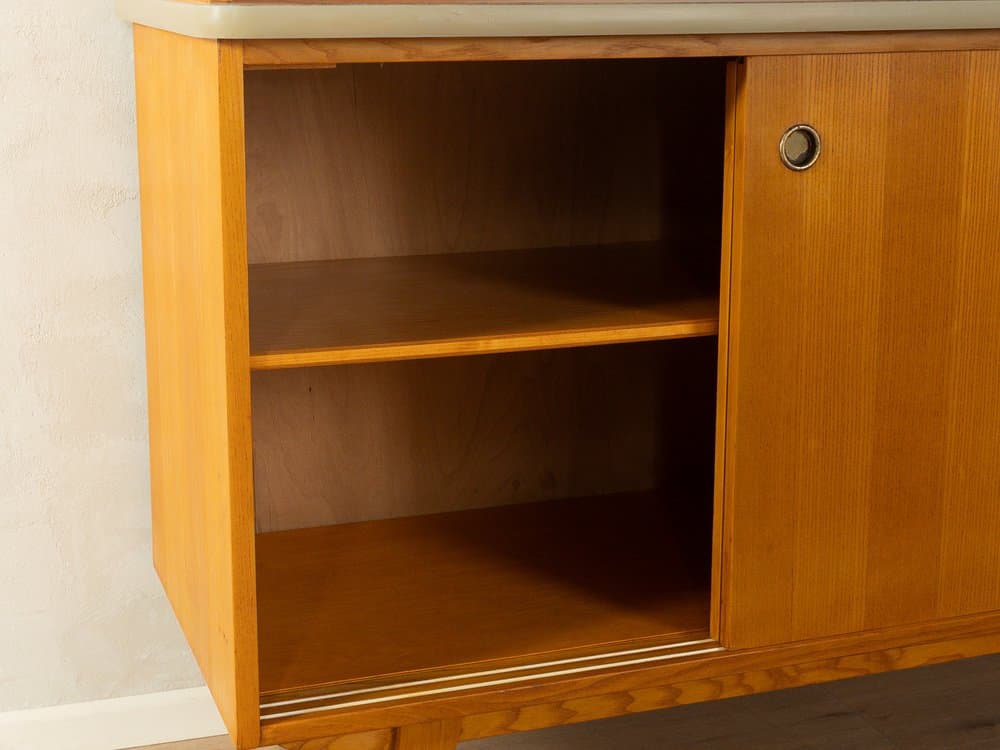 Kredens kuchenny, jesion brązowy, szkło, Niemcy, lata 50. - 281276