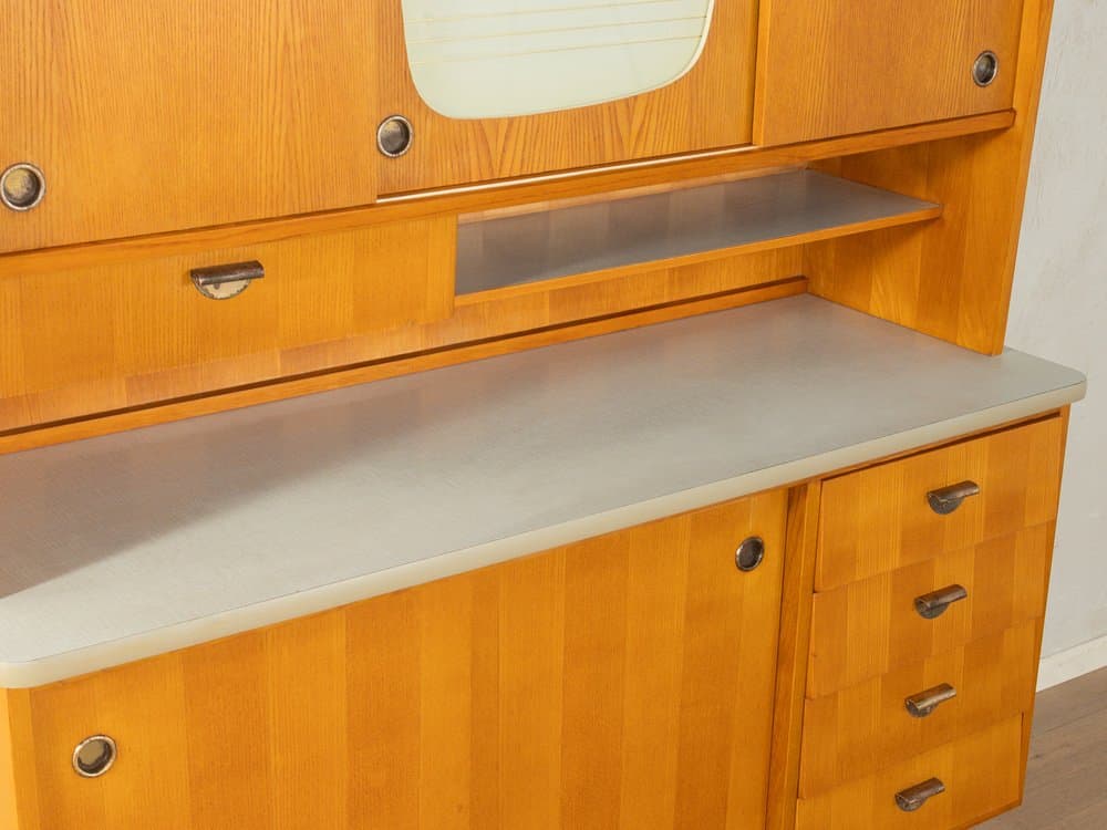 Kredens kuchenny, jesion brązowy, szkło, Niemcy, lata 50. - 281268