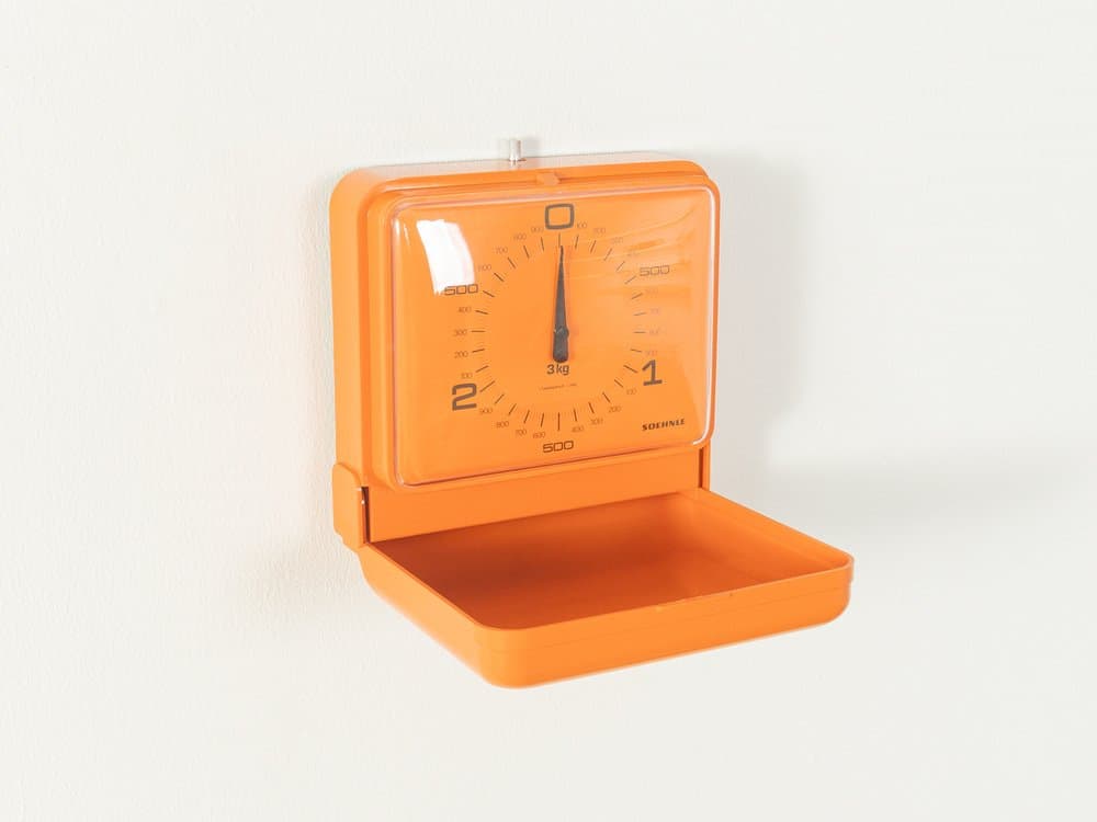 Waga kuchenna pomarańczowy, plastik, Niemcy, lata 70. - 281258