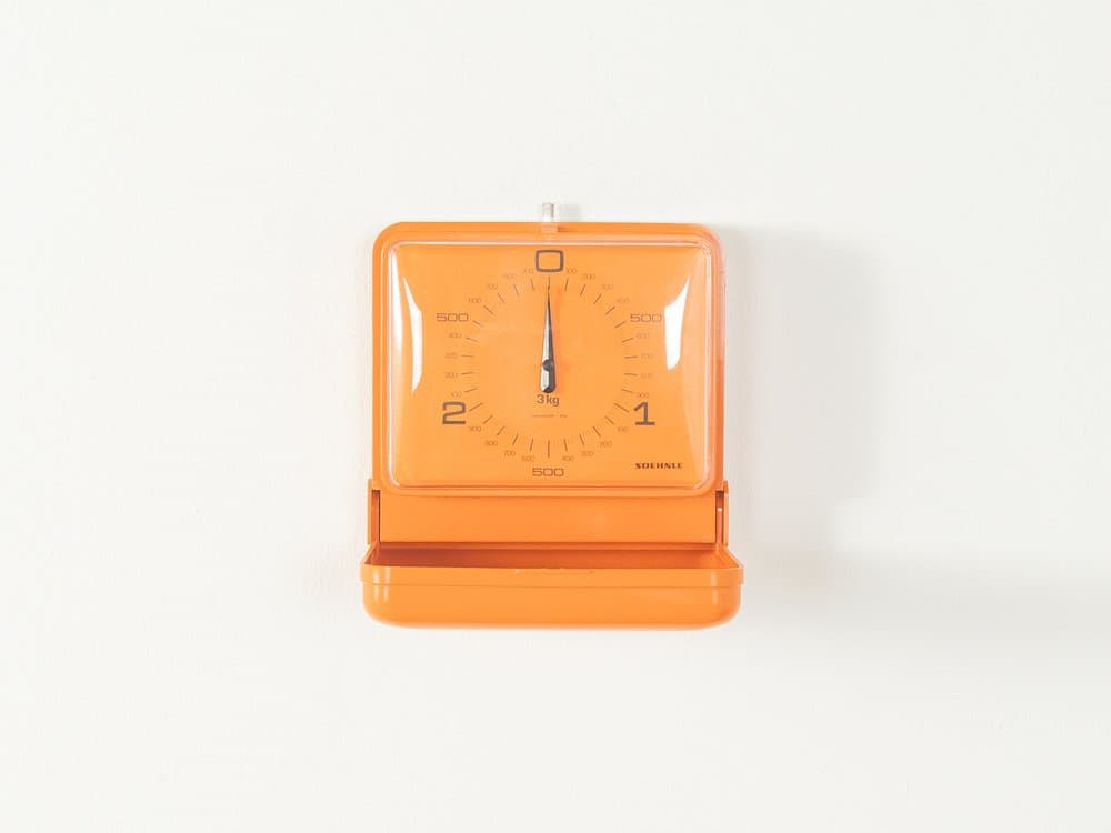 Waga kuchenna pomarańczowy, plastik, Niemcy, lata 70. - 281264