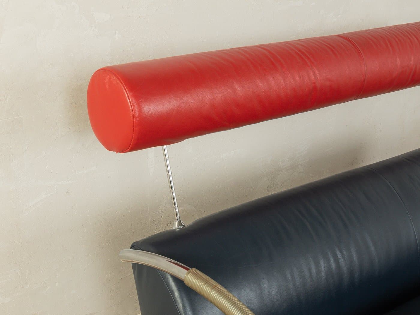 Sofa Zyklus, czarna skóra, stal chromowana, proj. P. Maly, Niemcy, lata 80. - 281245