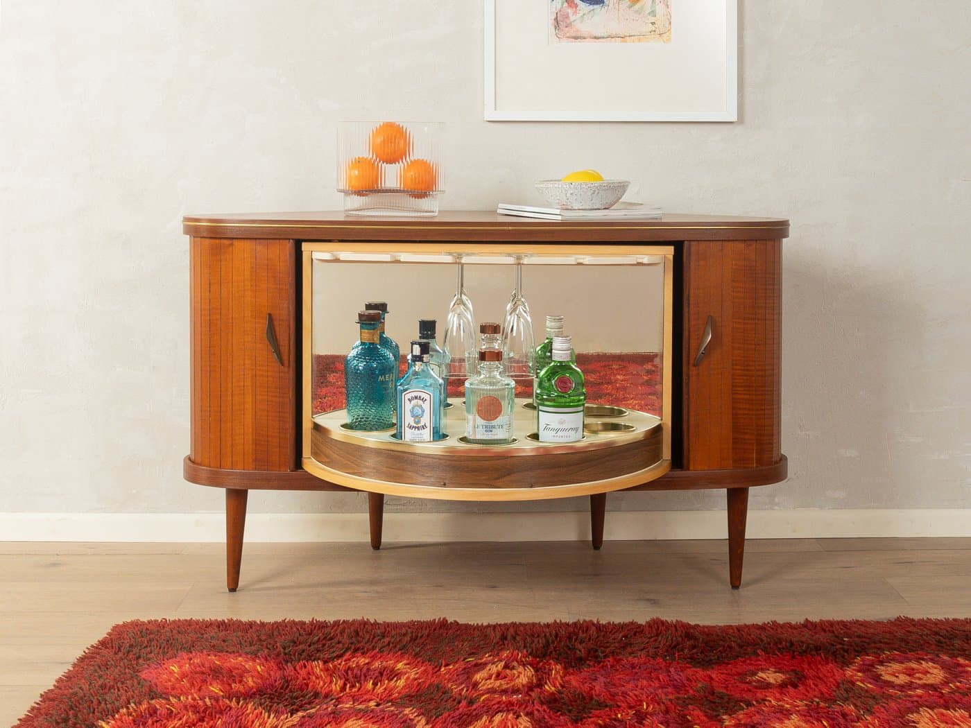 Bar Cabinet, Mid-Century, brown walnut, ash, Germany, 1950s - 281232