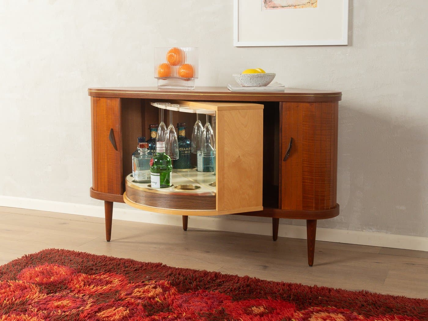 Bar Cabinet, Mid-Century, brown walnut, ash, Germany, 1950s - 281234