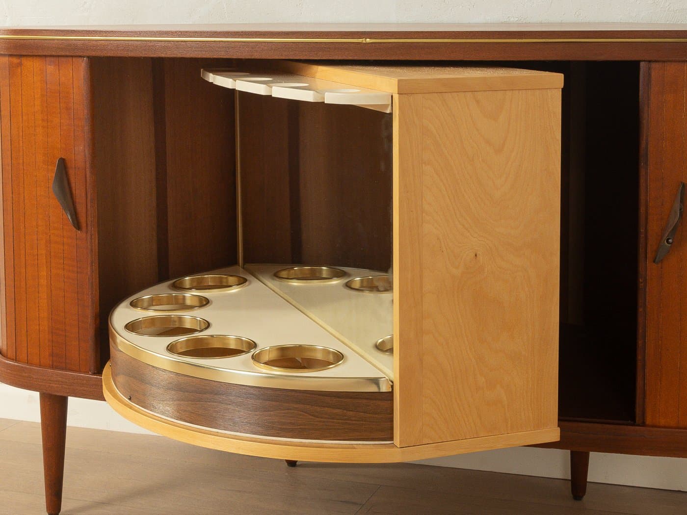Bar Cabinet, Mid-Century, brown walnut, ash, Germany, 1950s - 281236
