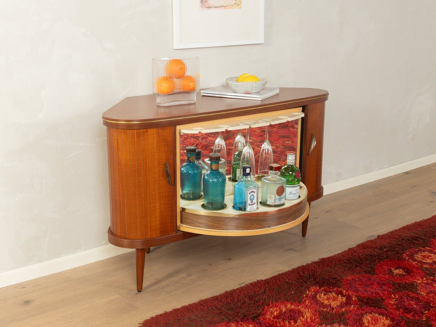 Bar Cabinet, Mid-Century, brown walnut, ash, Germany, 1950s - 281233