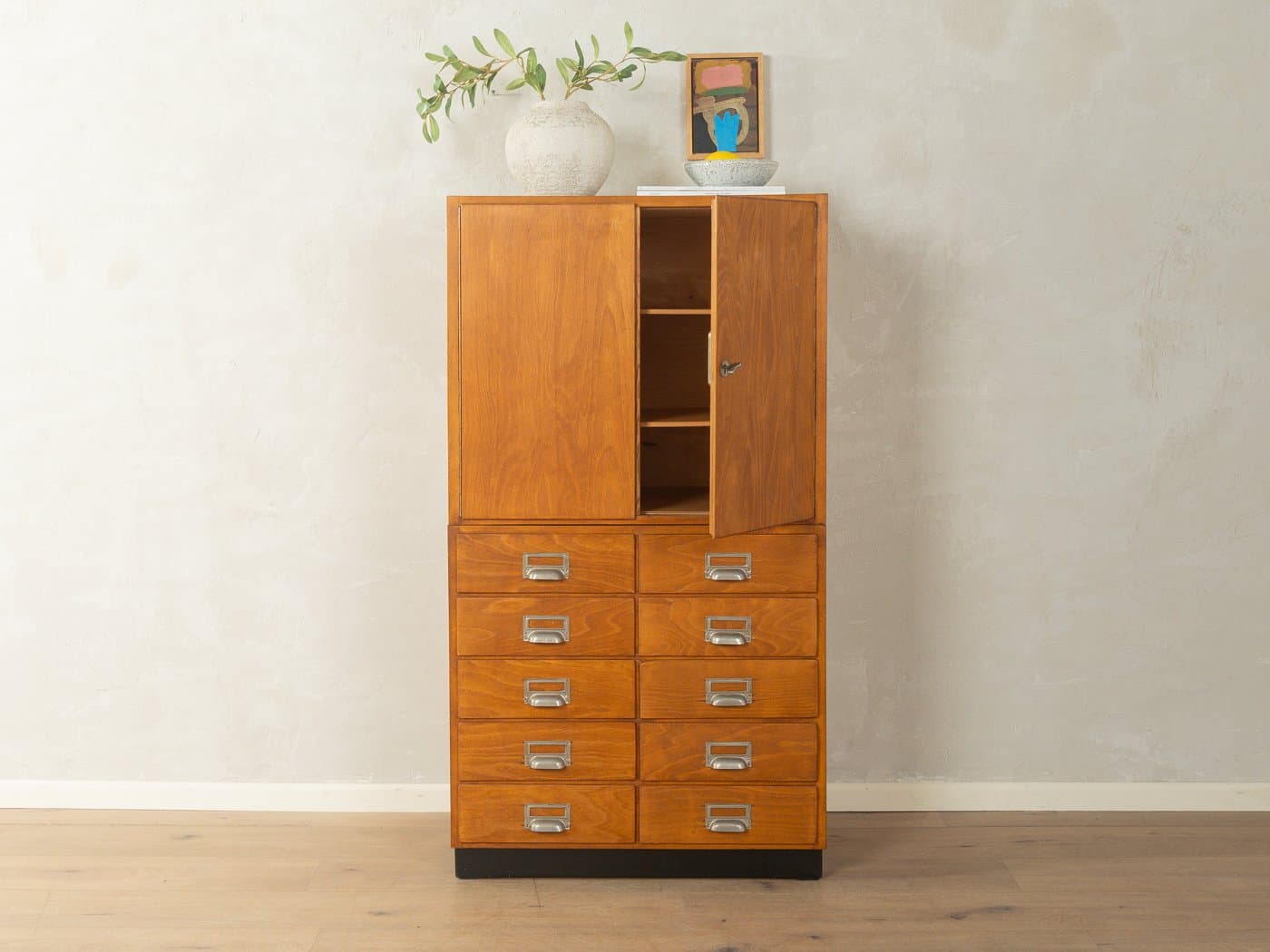 Cabinet, brown beech, Germany, 1950s. - 281192