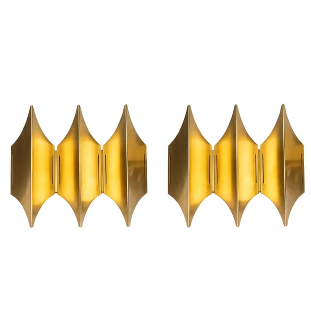 Mosiężne kinkiety Gothic 3, para, proj. B. Karlby dla Lyfa, Dania, lata 60. - WYMIARY