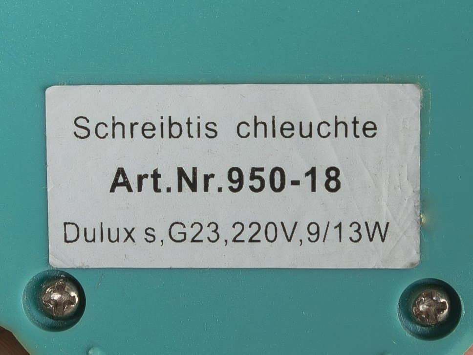 Desk Lamp Toucan, green yellow plastic, by H.T. Huang, Taiwan, 1980s. - 281154
