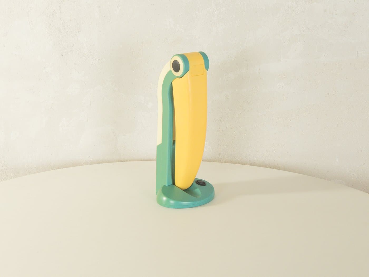 Desk Lamp Toucan, green yellow plastic, by H.T. Huang, Taiwan, 1980s. - 281156