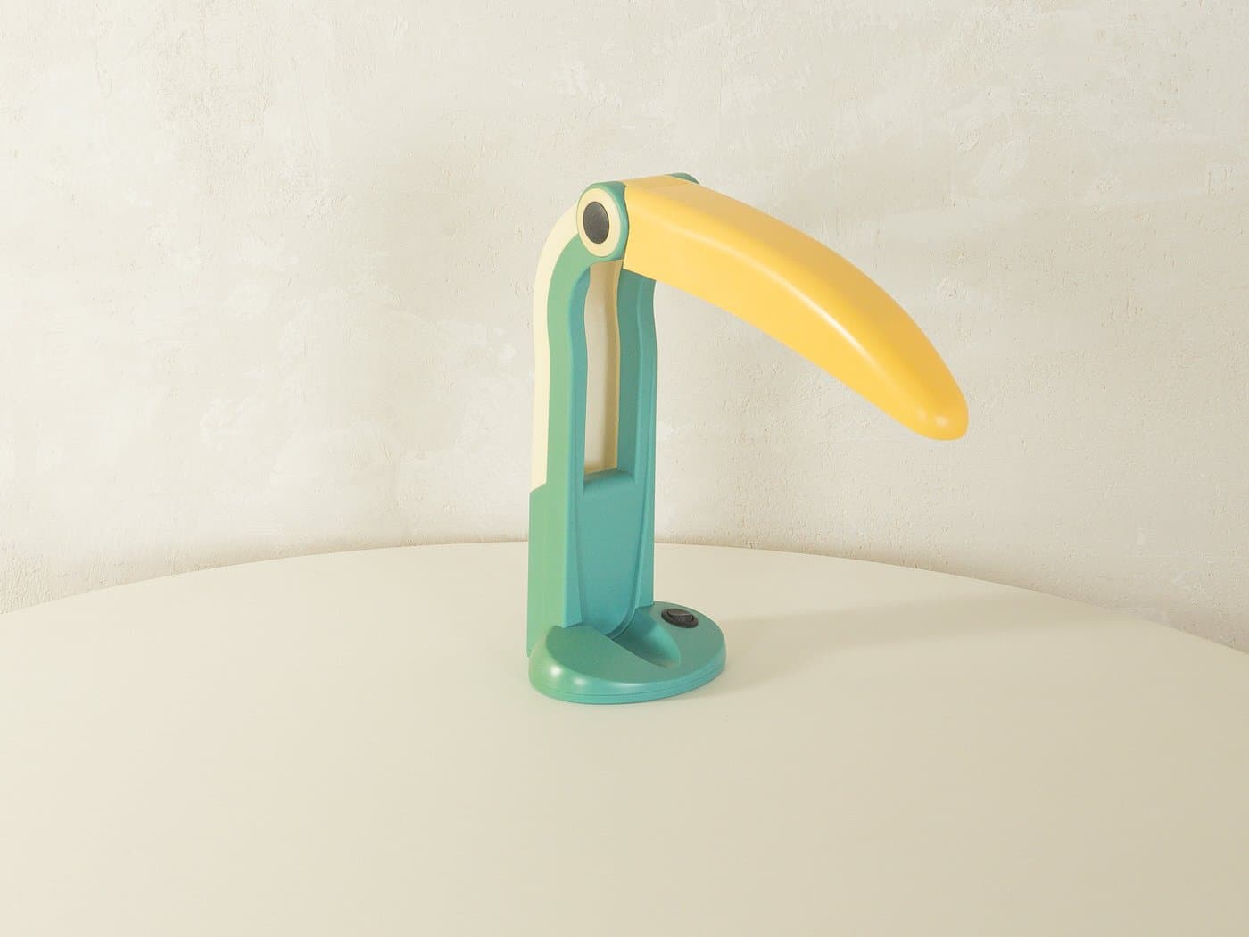 Desk Lamp Toucan, green yellow plastic, by H.T. Huang, Taiwan, 1980s. - 281148