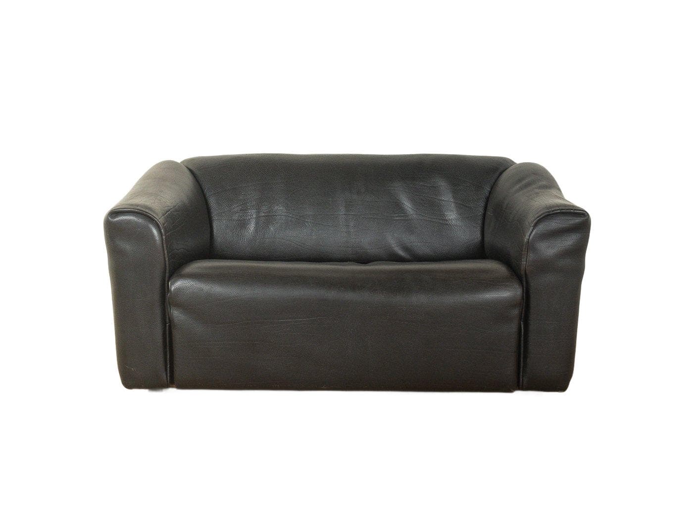 Sofa DS-47, black leather, de Sede, Switzerland, 1970s.