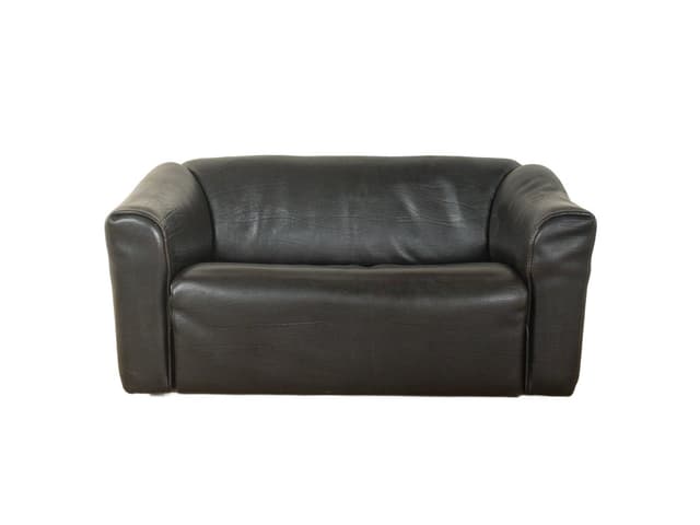 Sofa DS-47, black leather, de Sede, Switzerland, 1970s. - DIMENSION