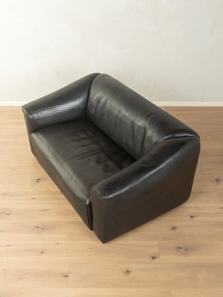 Sofa DS-47, black leather, de Sede, Switzerland, 1970s. - 281143