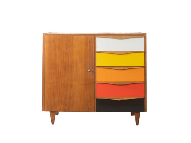 Komoda, multikolor, orzech, Niemcy, lata 60. - WYMIARY