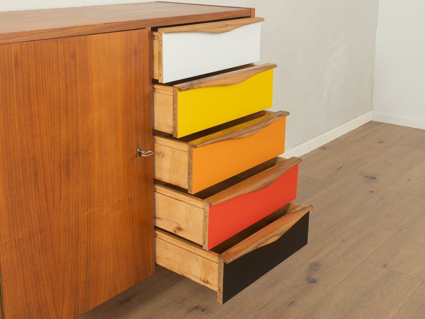 Komoda, multikolor, orzech, Niemcy, lata 60. - 281122