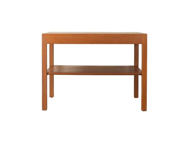 Stolik kawowy brązowy, teak, proj. H. Wegner, Dania, lata 60. - WYMIARY