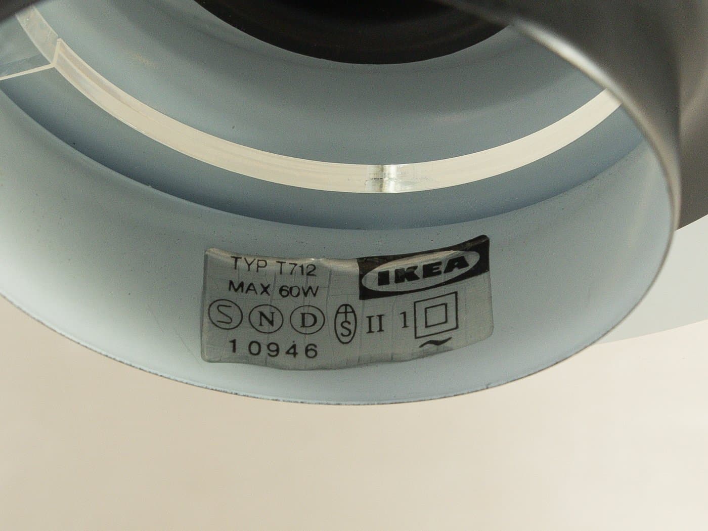 Ceiling Lamp Space Age T712, clear acrylic, black plastic, Ikea, Sweden, 1980s. - 281062