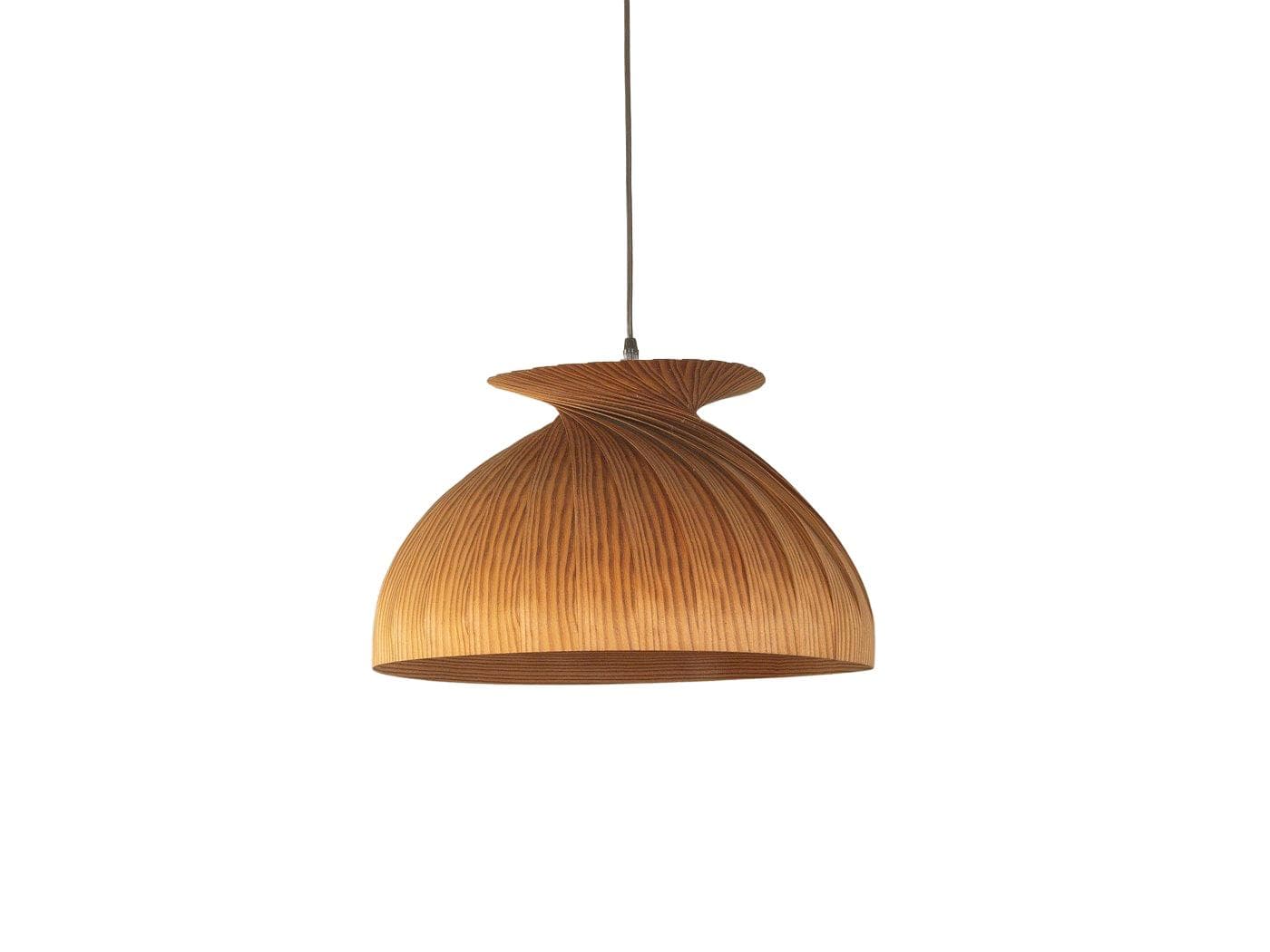 Pendant Lamp, brown wood, by H.-A. Jakobsson, Sweden, 1960s.
