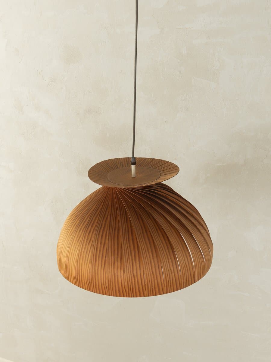 Pendant Lamp, brown wood, by H.-A. Jakobsson, Sweden, 1960s. - 281045