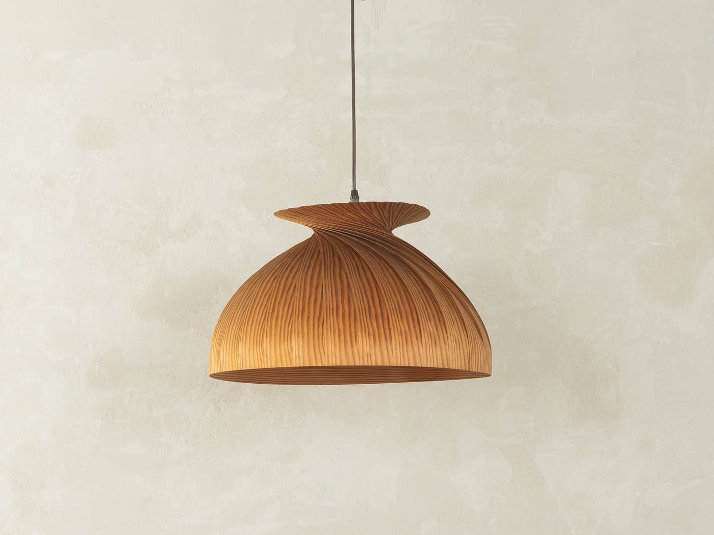 Pendant Lamp, brown wood, by H.-A. Jakobsson, Sweden, 1960s. - 281049