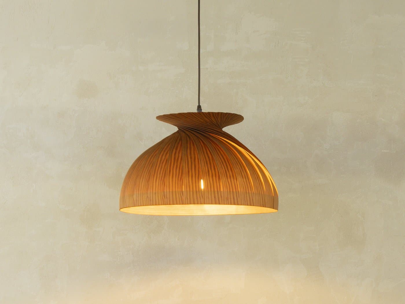 Pendant Lamp, brown wood, by H.-A. Jakobsson, Sweden, 1960s. - 281044