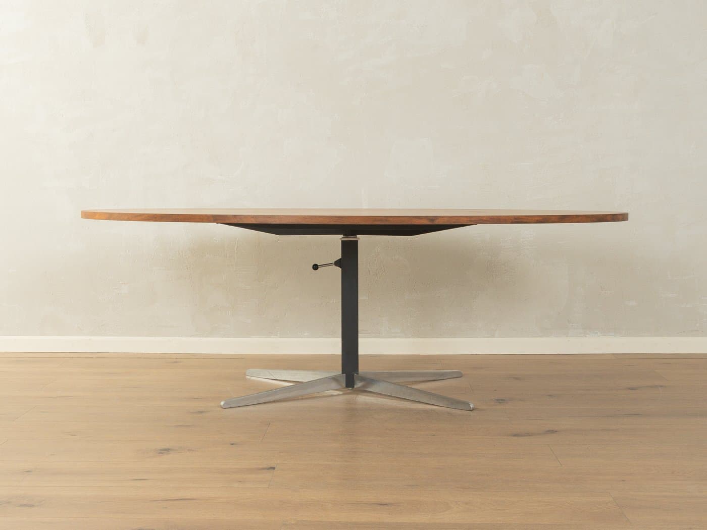 Coffee table, brown teak, stainless steel, Germany, 1960s. - 281042