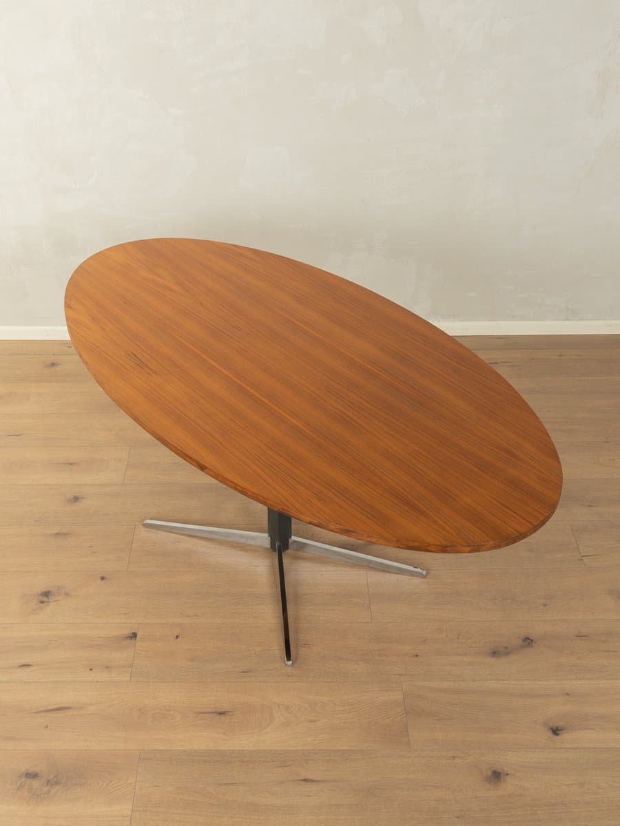 Coffee table, brown teak, stainless steel, Germany, 1960s. - 281037