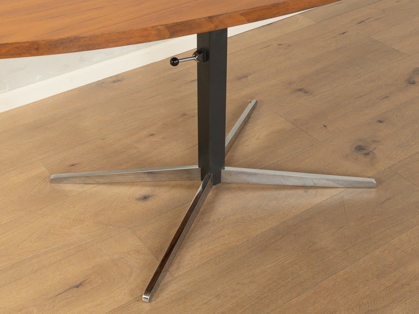 Coffee table, brown teak, stainless steel, Germany, 1960s. - 281040