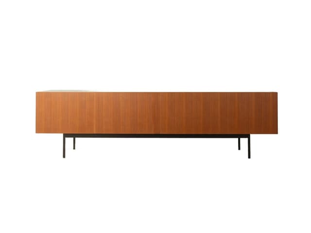 Sideboard B40, brown teak, black steel, by D. Wäckerlin, Germany, 1950s. - DIMENSION