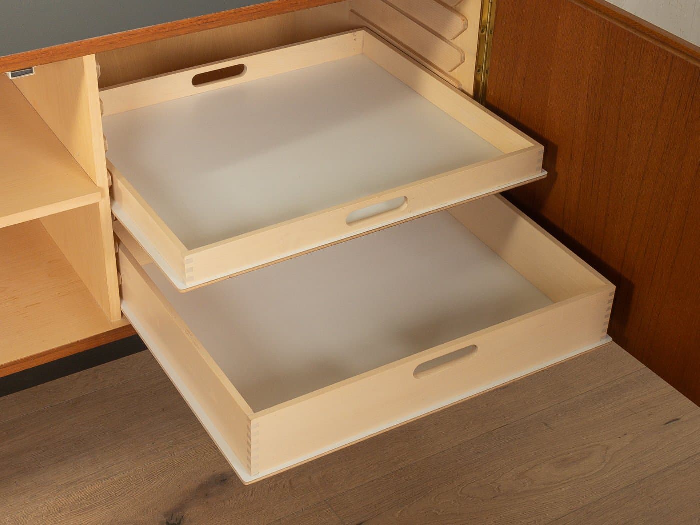 Sideboard B40, brown teak, black steel, by D. Wäckerlin, Germany, 1950s. - 281002