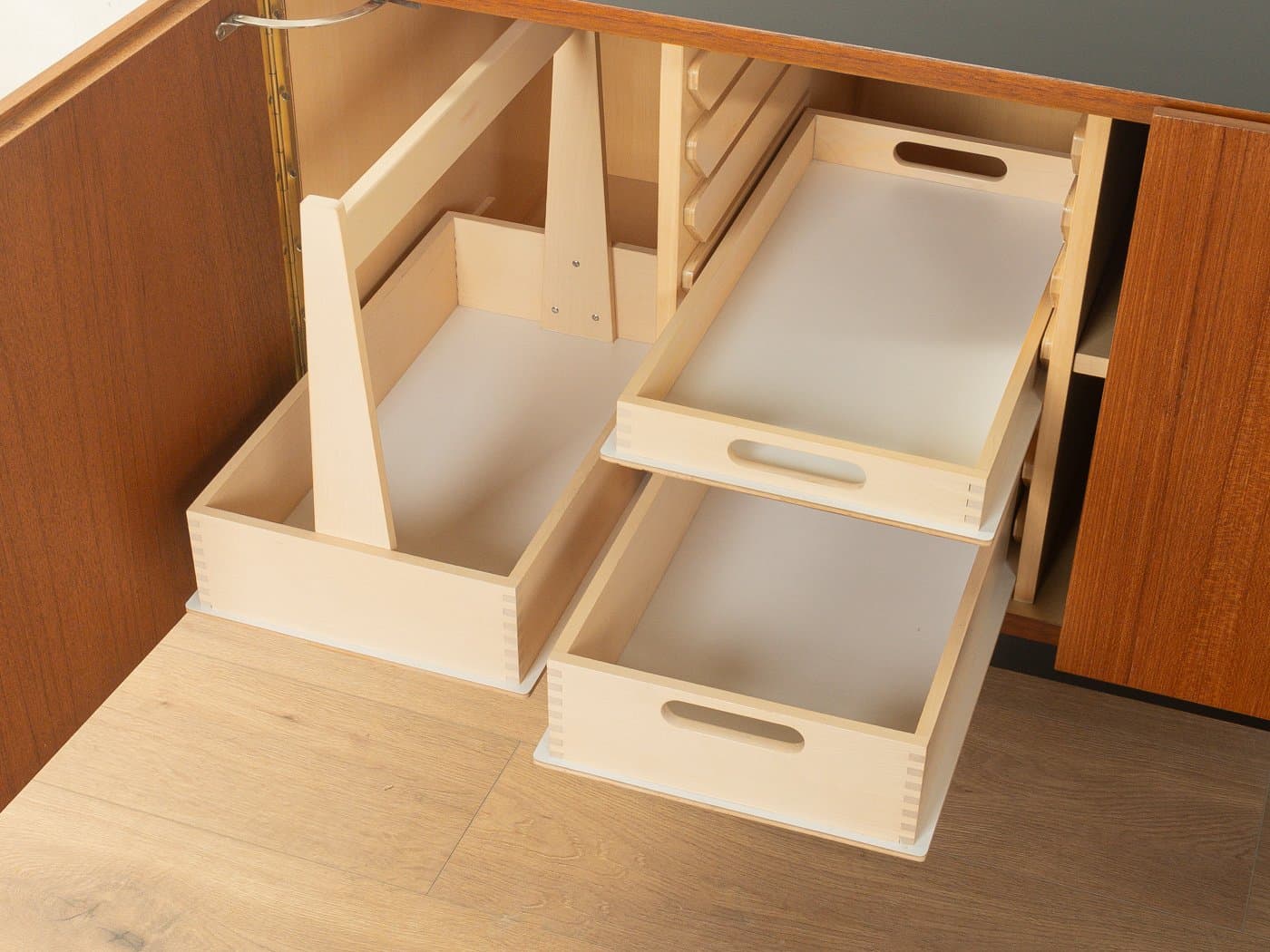 Sideboard B40, brown teak, black steel, by D. Wäckerlin, Germany, 1950s. - 280998