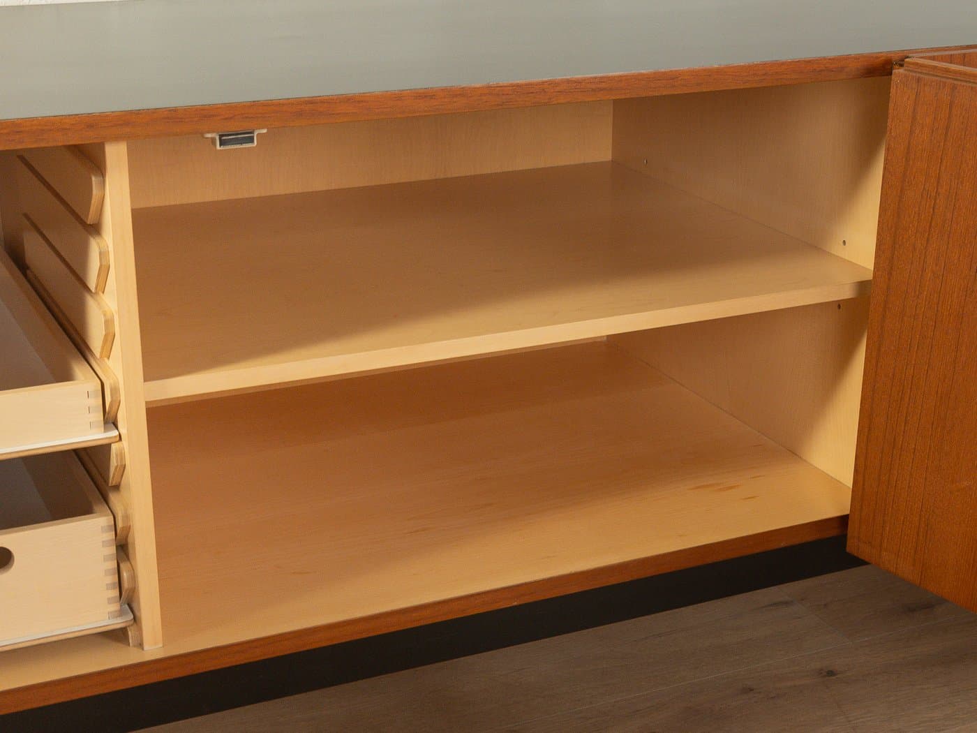 Sideboard B40, brown teak, black steel, by D. Wäckerlin, Germany, 1950s. - 280999