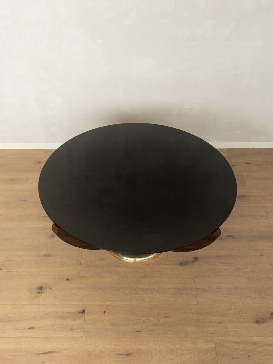 Stolik kawowy Art Deco, szkło czarne, teak, mosiądz, Niemcy, lata 30. - 280972