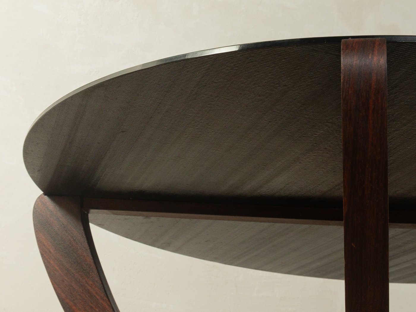 Stolik kawowy Art Deco, szkło czarne, teak, mosiądz, Niemcy, lata 30. - 280974