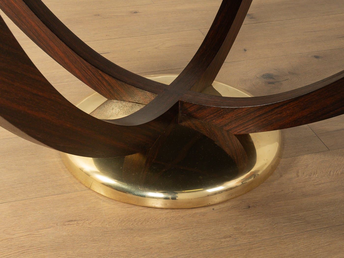 Stolik kawowy Art Deco, szkło czarne, teak, mosiądz, Niemcy, lata 30. - 280975