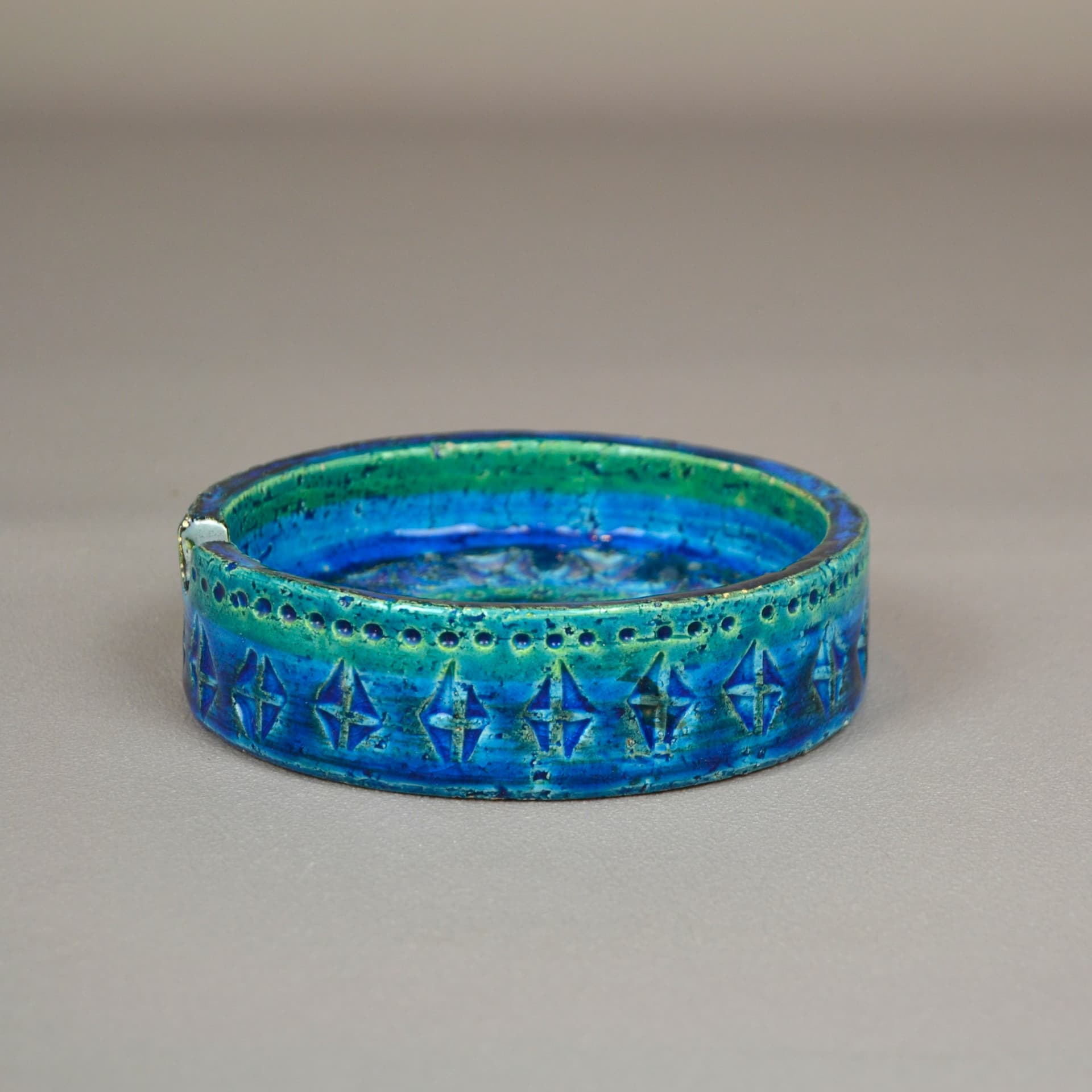 Popielniczka Rimini Blu, niebieska ceramika, proj. A. Londi, Bitossi, Włochy, lata 60. - 99