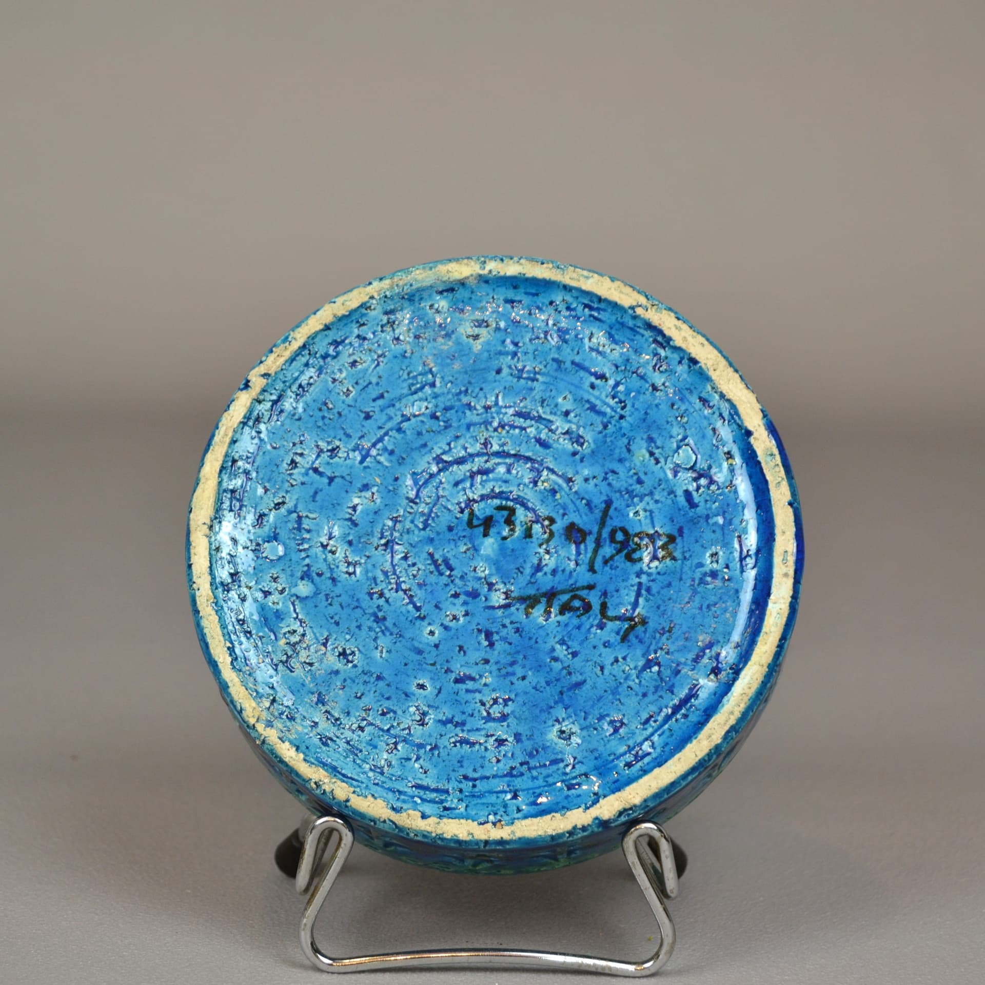 Popielniczka Rimini Blu, niebieska ceramika, proj. A. Londi, Bitossi, Włochy, lata 60. - 103